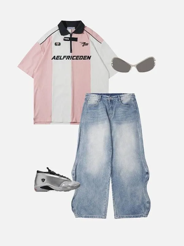 Aelfric Eden Color Blocking Patchwork Polo Tee sold by Aelfric Eden product image thumbnail 2