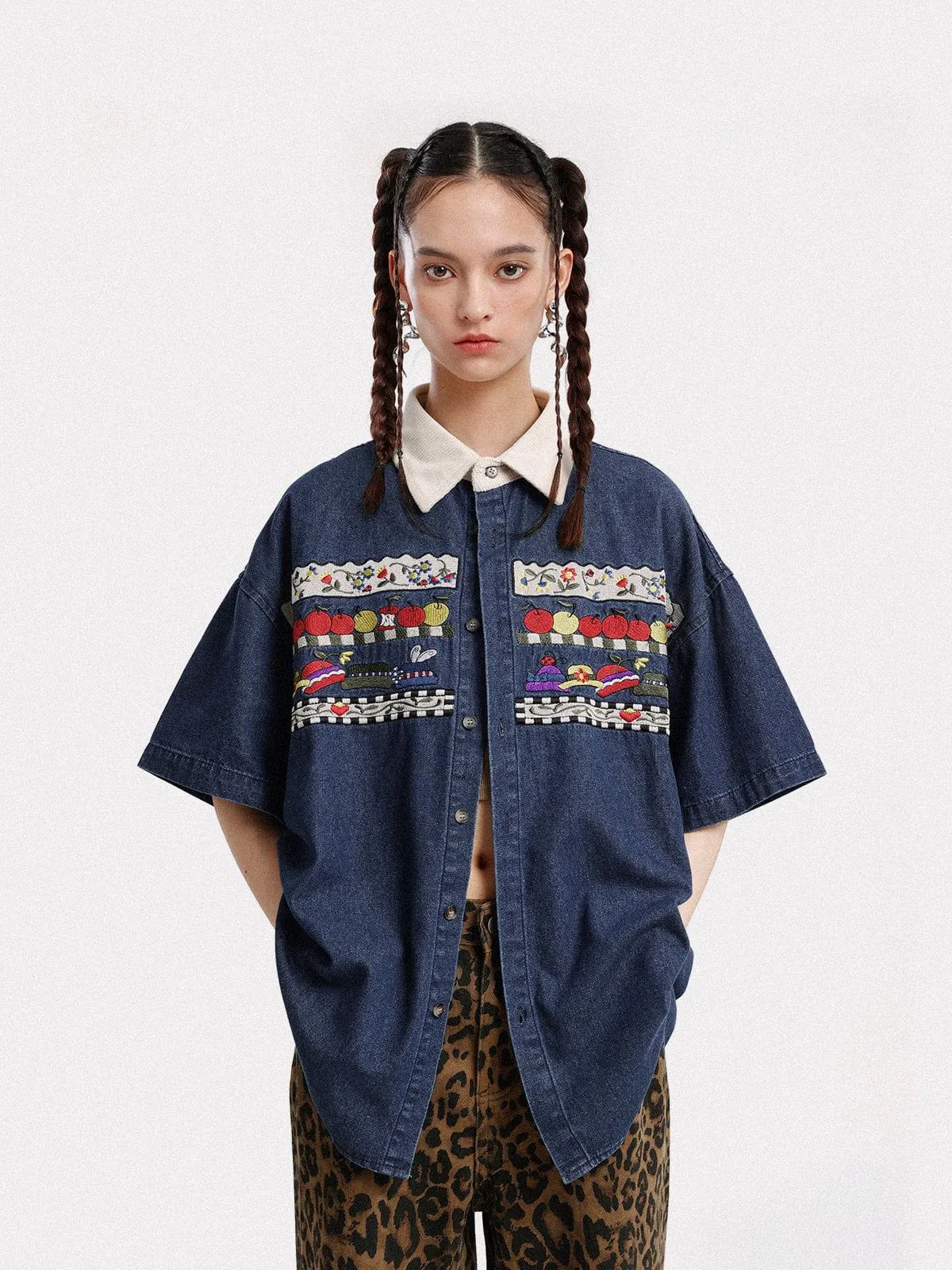 Aelfric Eden Cartoon Graphic Denim Shirt sold by Aelfric Eden product image thumbnail 4