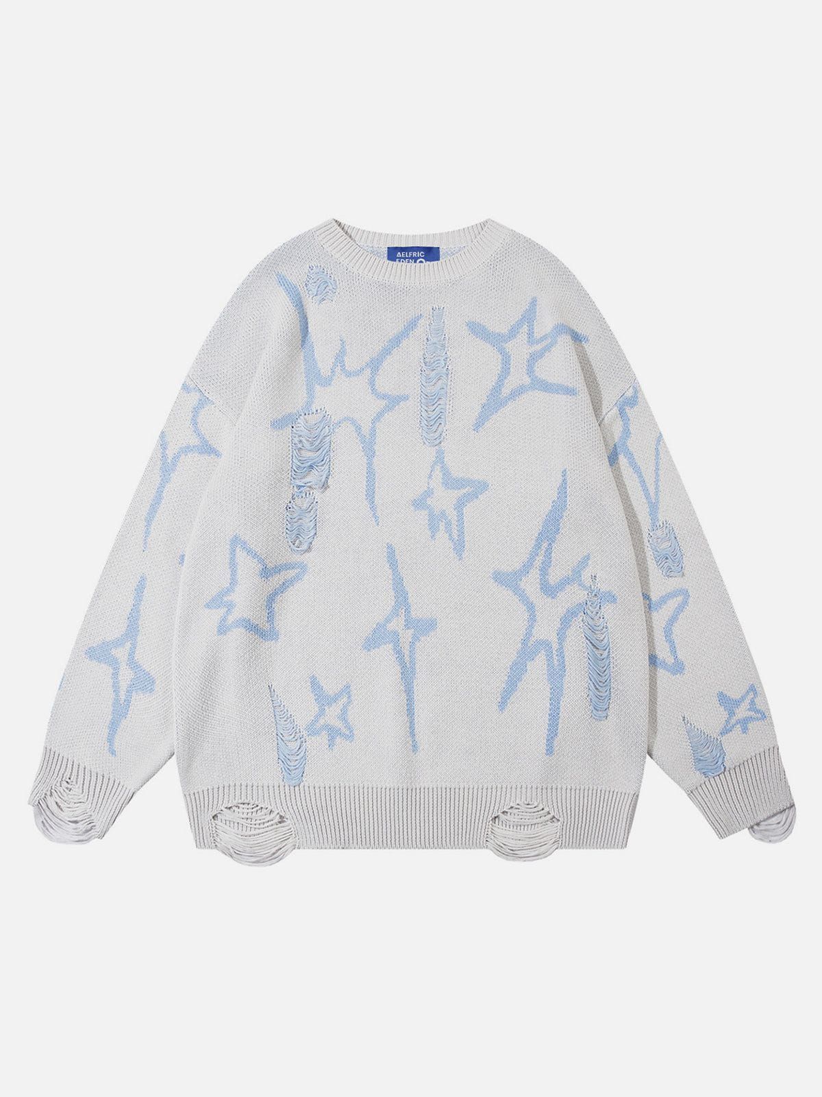 Aelfric Eden Star Jacquard Distressed Sweater sold by Aelfric Eden