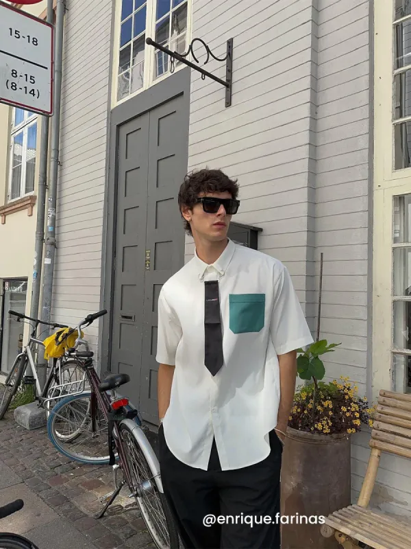 Aelfric Eden Tie Decoration Patchwork Short Sleeve Shirt sold by Aelfric Eden