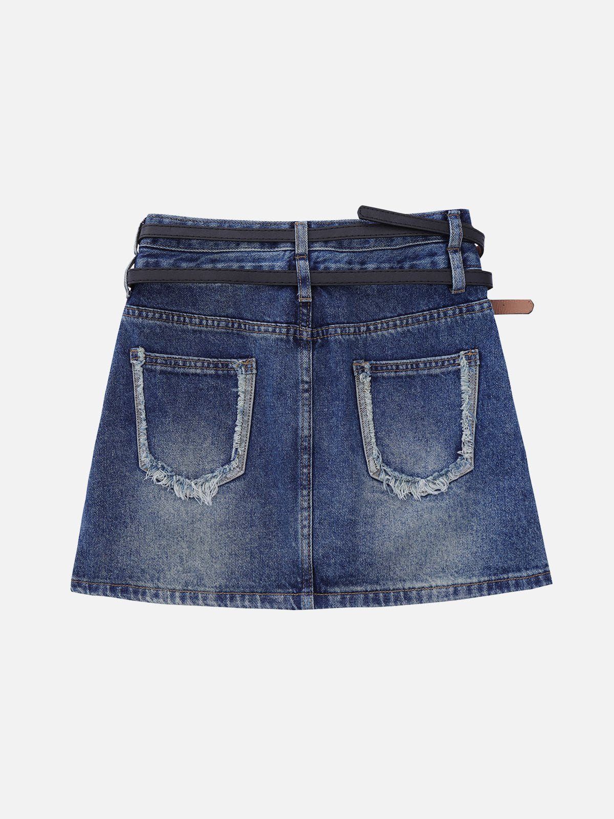 High Waist Belt Denim Skirt sold by Aelfric Eden product image thumbnail 4