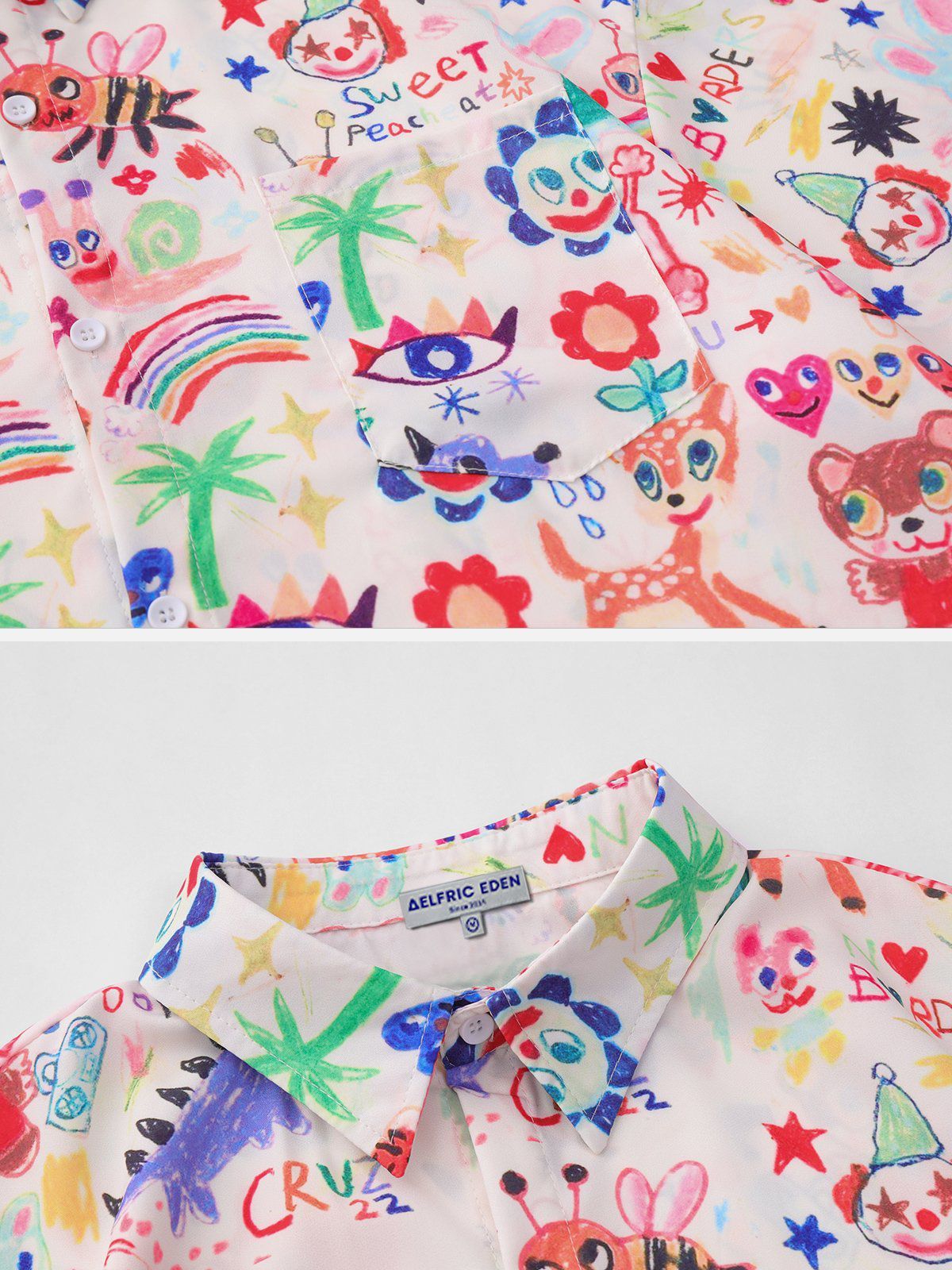 All-over Hand Drawn Graffiti Print Short Sleeve Shirts sold by Aelfric Eden product image thumbnail 3