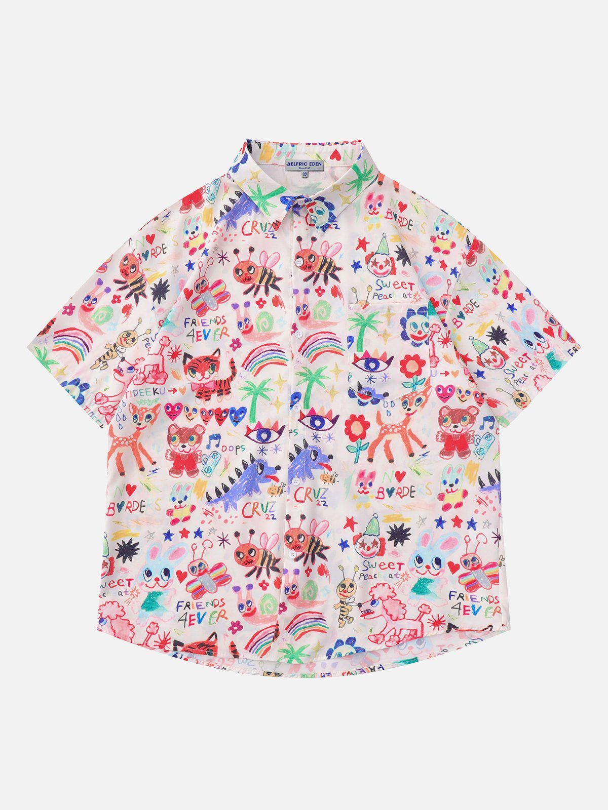 All-over Hand Drawn Graffiti Print Short Sleeve Shirts sold by Aelfric Eden