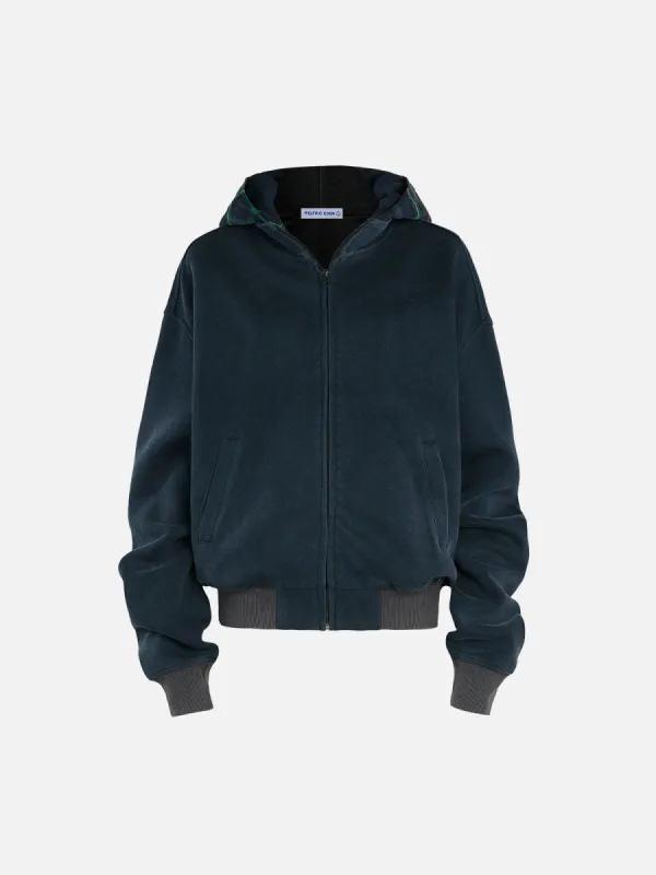 Aelfric Eden Basic Plaid Washed Zip Up Hoodie sold by Aelfric Eden