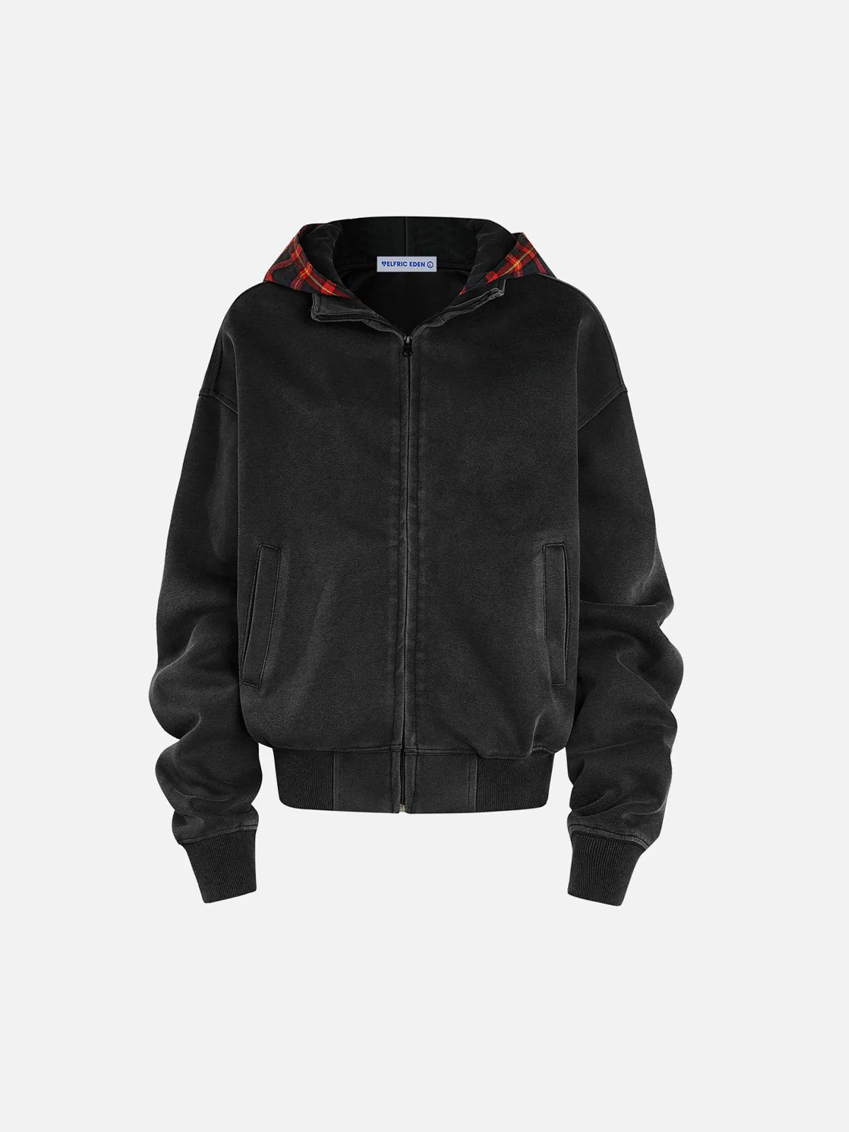 Aelfric Eden Basic Plaid Washed Zip Up Hoodie sold by Aelfric Eden product image thumbnail 2