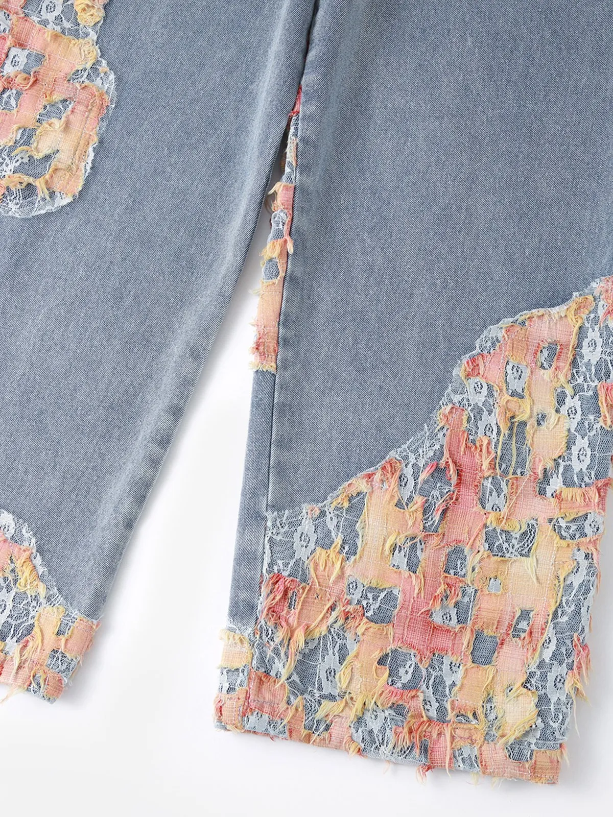 Aelfric Eden Lace Patchwork Denim Overalls sold by Aelfric Eden product image thumbnail 4