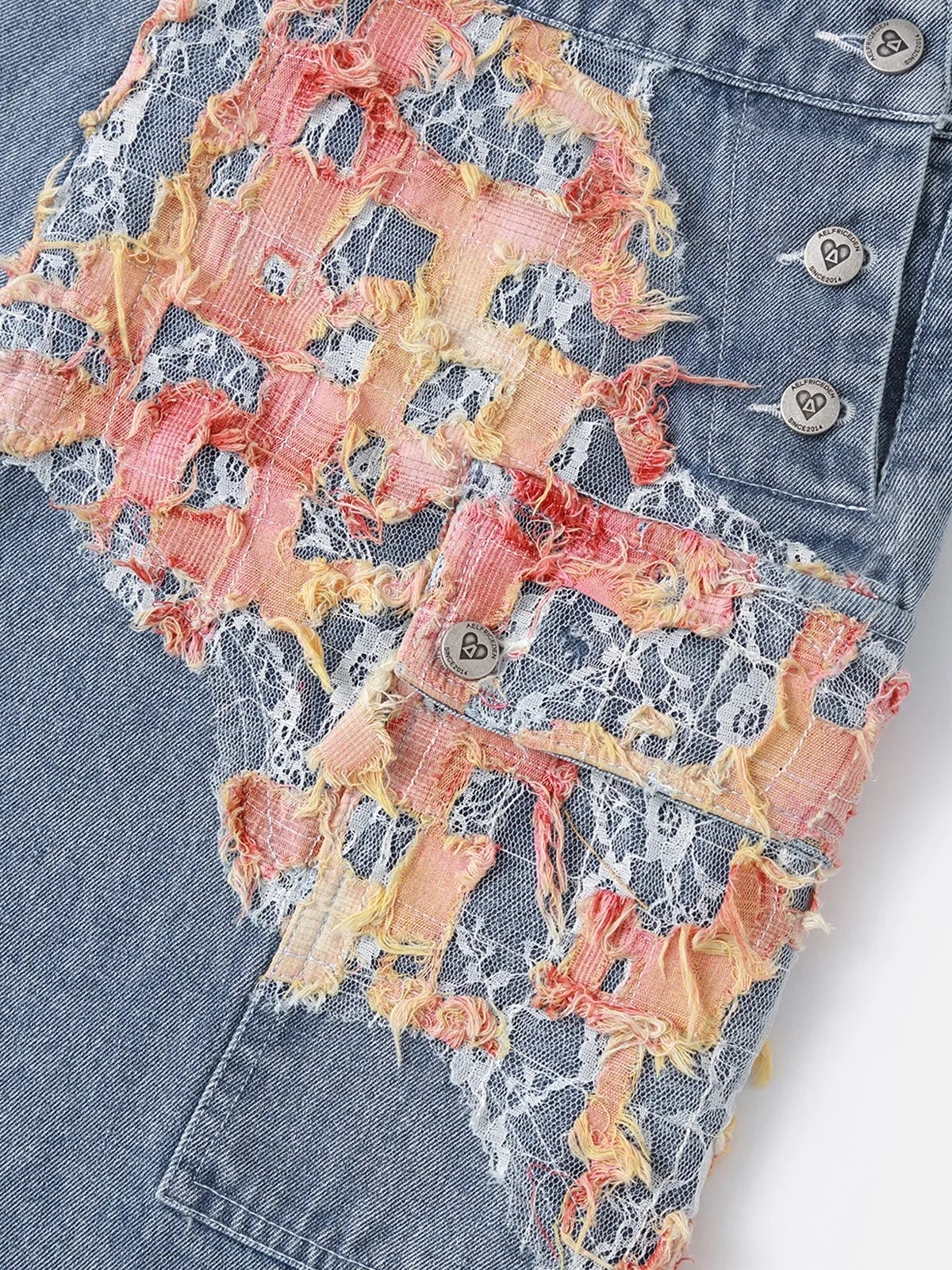 Aelfric Eden Lace Patchwork Denim Overalls sold by Aelfric Eden product image thumbnail 3