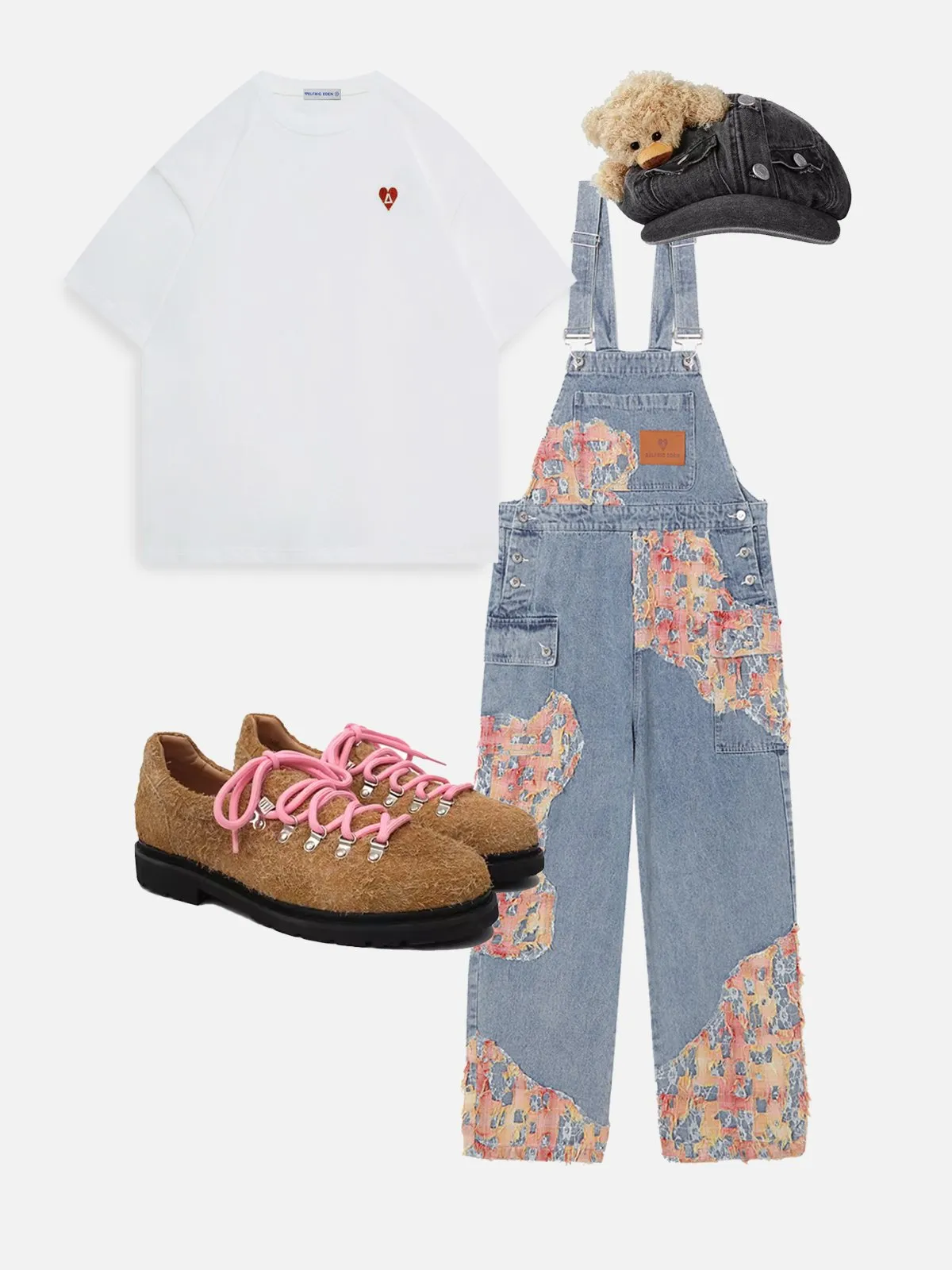 Aelfric Eden Lace Patchwork Denim Overalls sold by Aelfric Eden product image thumbnail 2