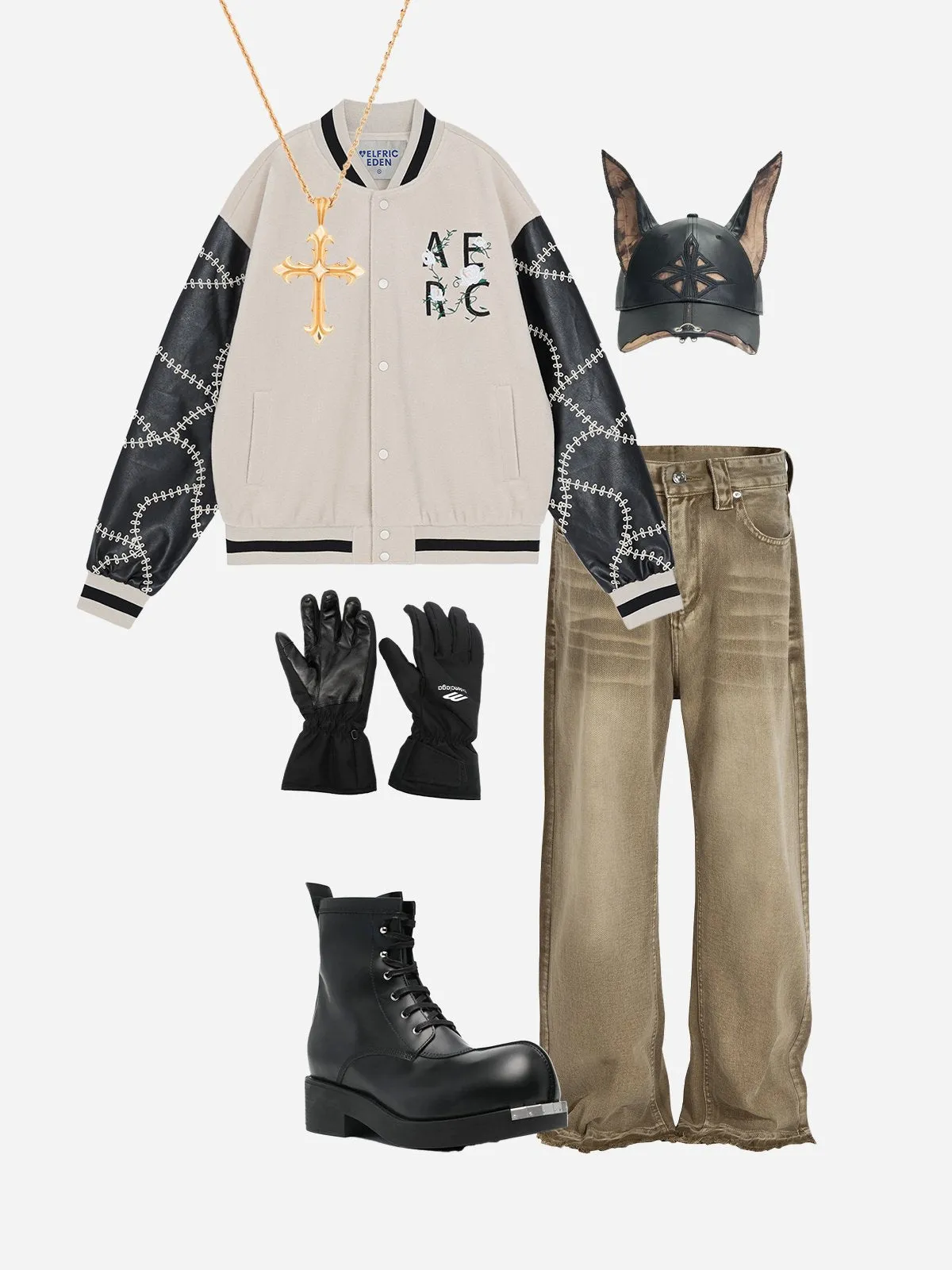 Aelfric Eden Flower Embroidery Varsity Jacket sold by Aelfric Eden product image thumbnail 2