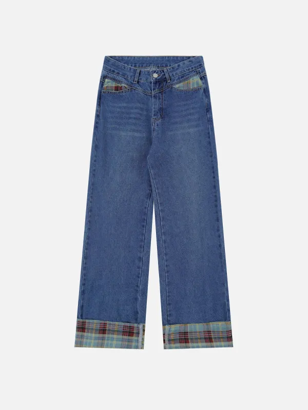 Aelfric Eden Vintage Plaid Cuffed Jeans sold by Aelfric Eden