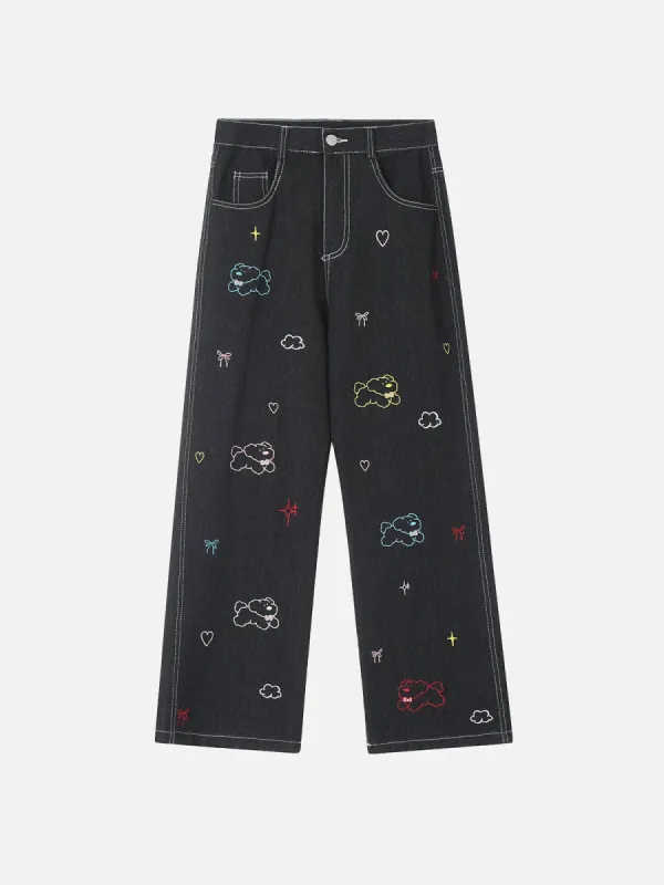 Aelfric Eden Embroidery Dog Jeans sold by Aelfric Eden