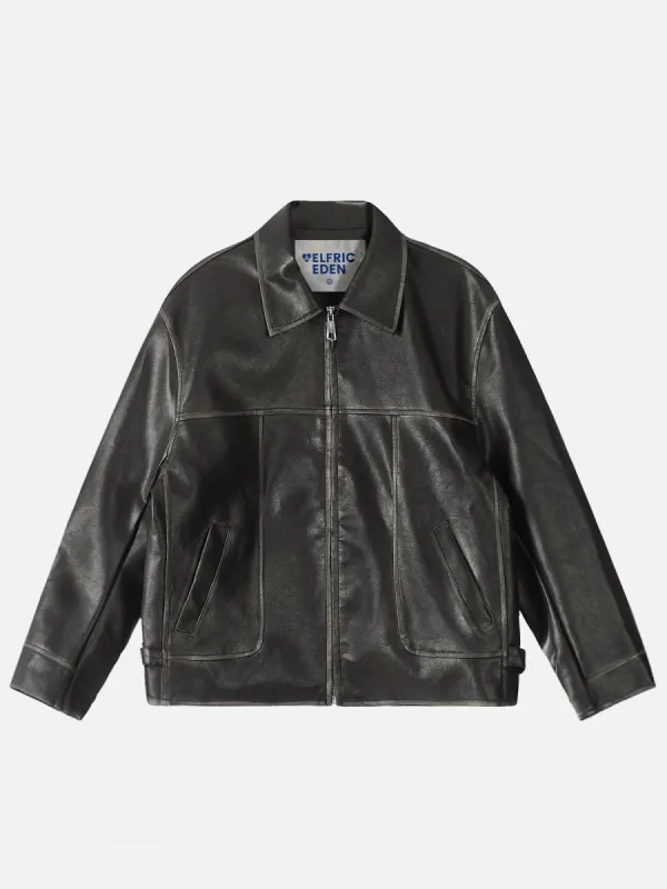 Aelfric Eden Fold-Over Washed Faux Leather Jacket sold by Aelfric Eden