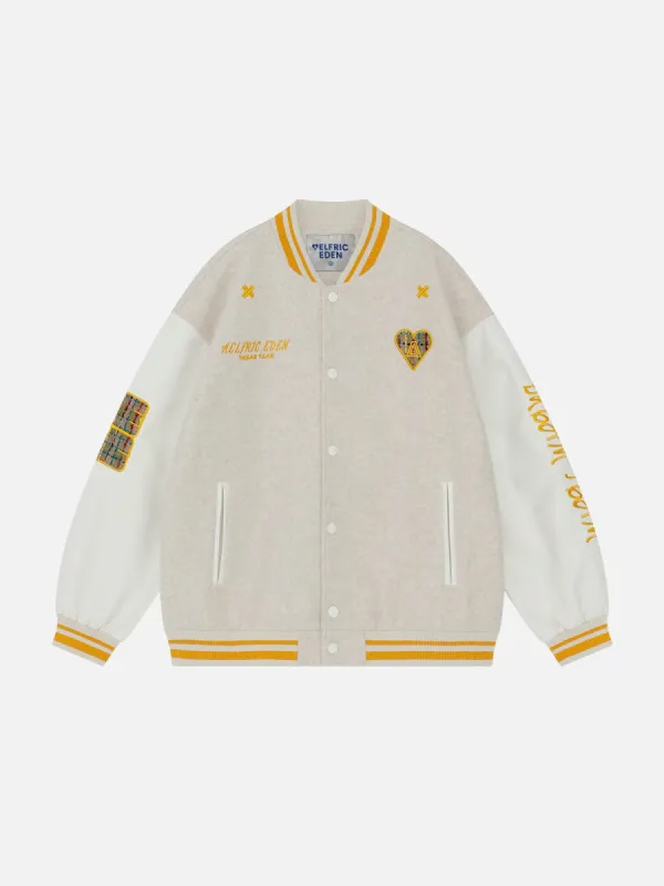 Aelfric Eden Plaid Embroidery Varsity Jacket sold by Aelfric Eden