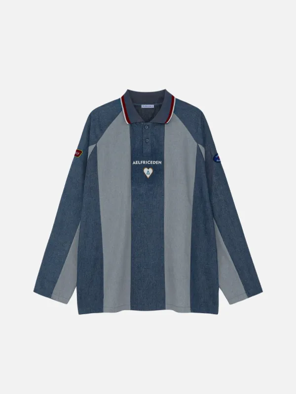 Aelfric Eden Color Blocking Polo Long Sleeve Tee sold by Aelfric Eden
