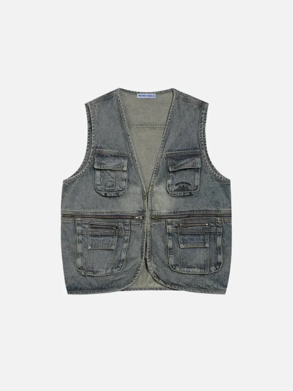 Aelfric Eden Zip Up Washed Denim Vest sold by Aelfric Eden
