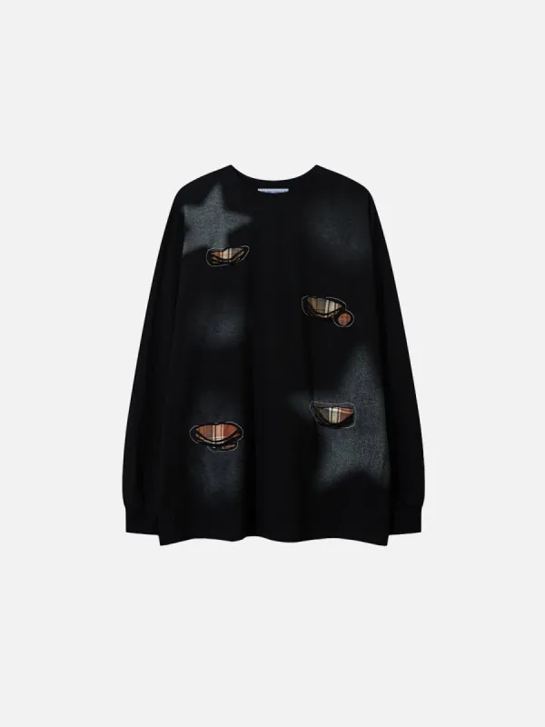 Aelfric Eden Star Plaid Distressed Sweatshirt sold by Aelfric Eden