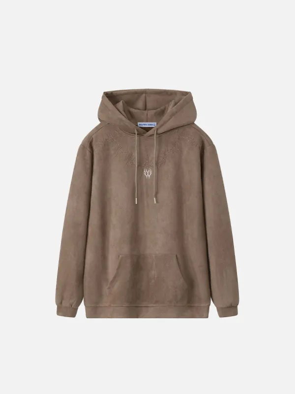 Aelfric Eden Embroidery Suede Pullover Hoodie sold by Aelfric Eden