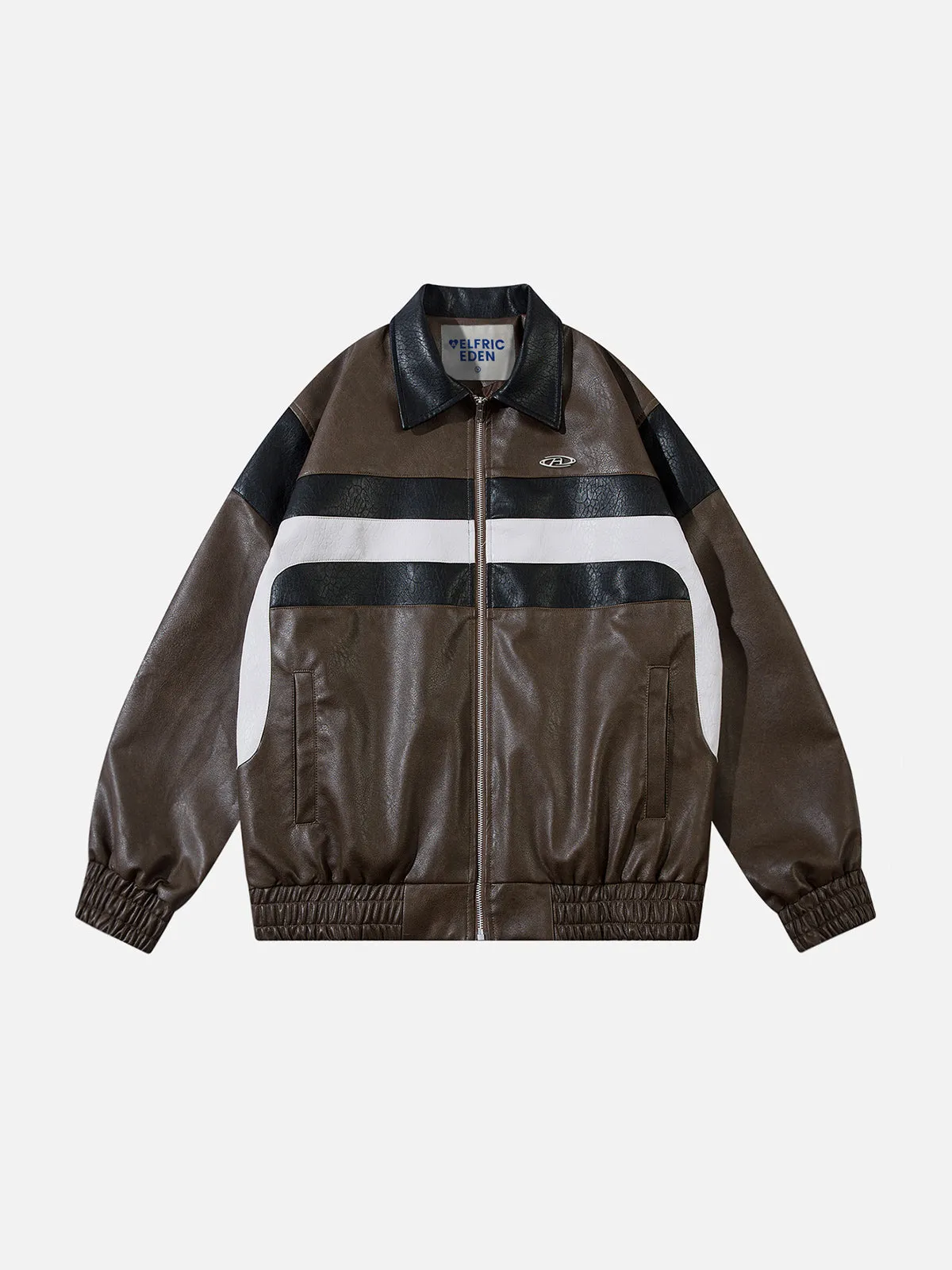 Aelfric Eden Color Blocking Stripe Faux Leather Jacket sold by Aelfric Eden product image thumbnail 2