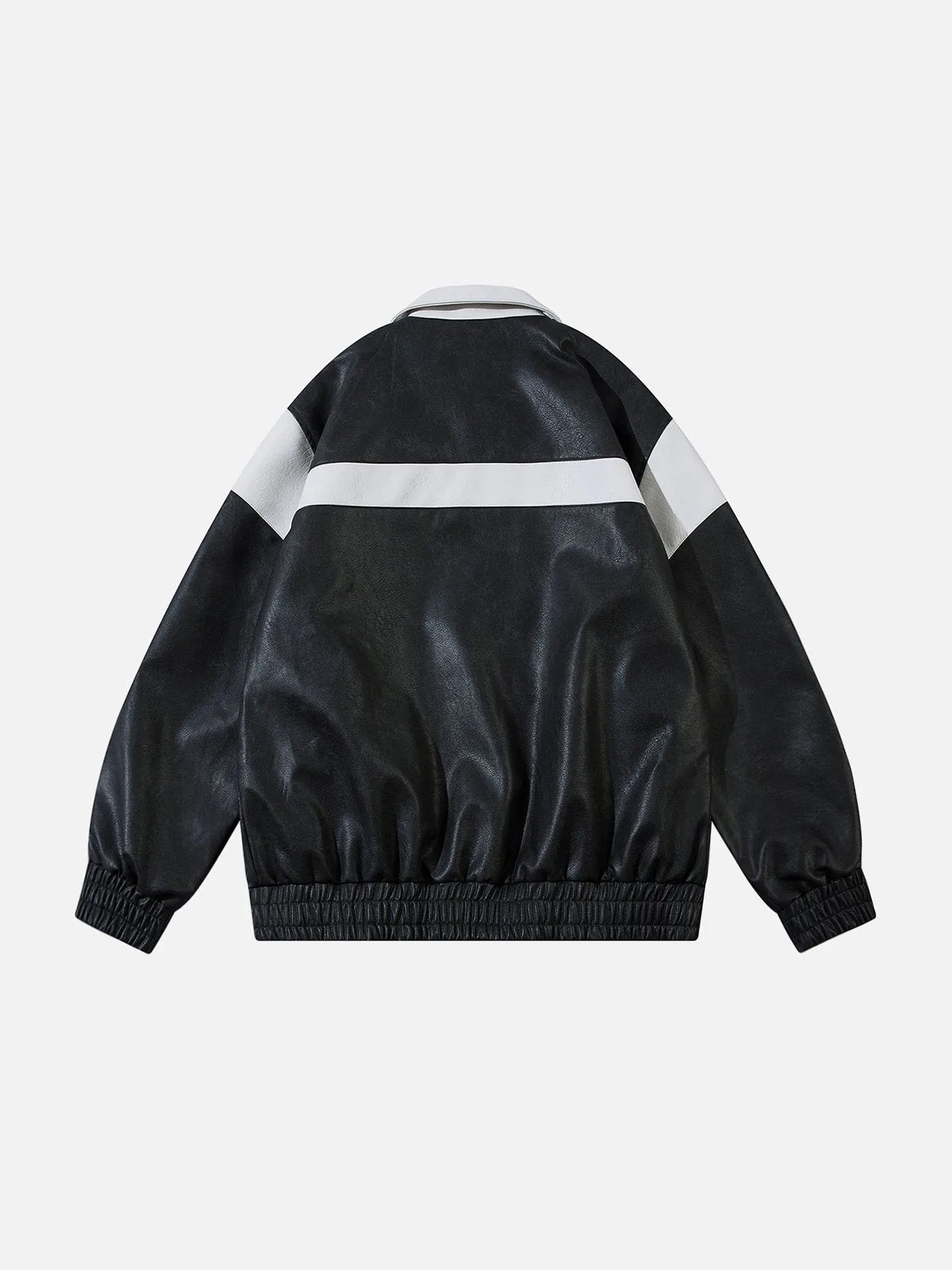 Aelfric Eden Color Blocking Stripe Faux Leather Jacket sold by Aelfric Eden product image thumbnail 3