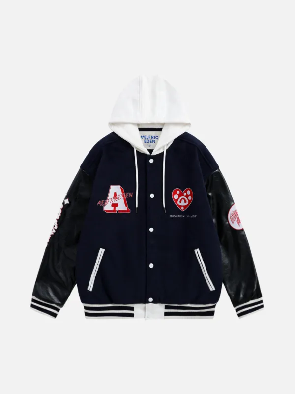 Aelfric Eden Color Block Hodded Varsity Jacket sold by Aelfric Eden