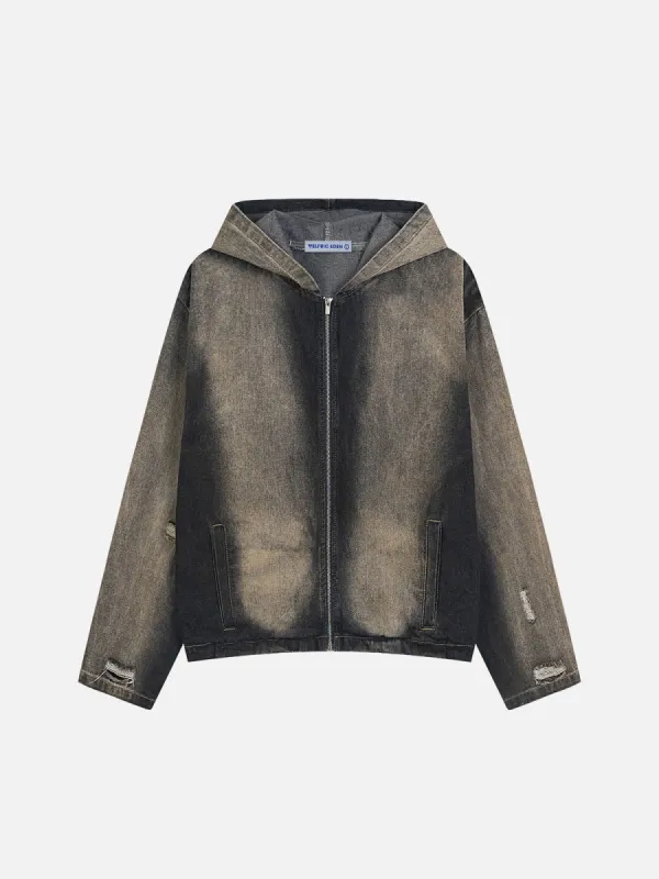 Aelfric Eden Mud Dyeing Denim Zip Up Hoodie sold by Aelfric Eden