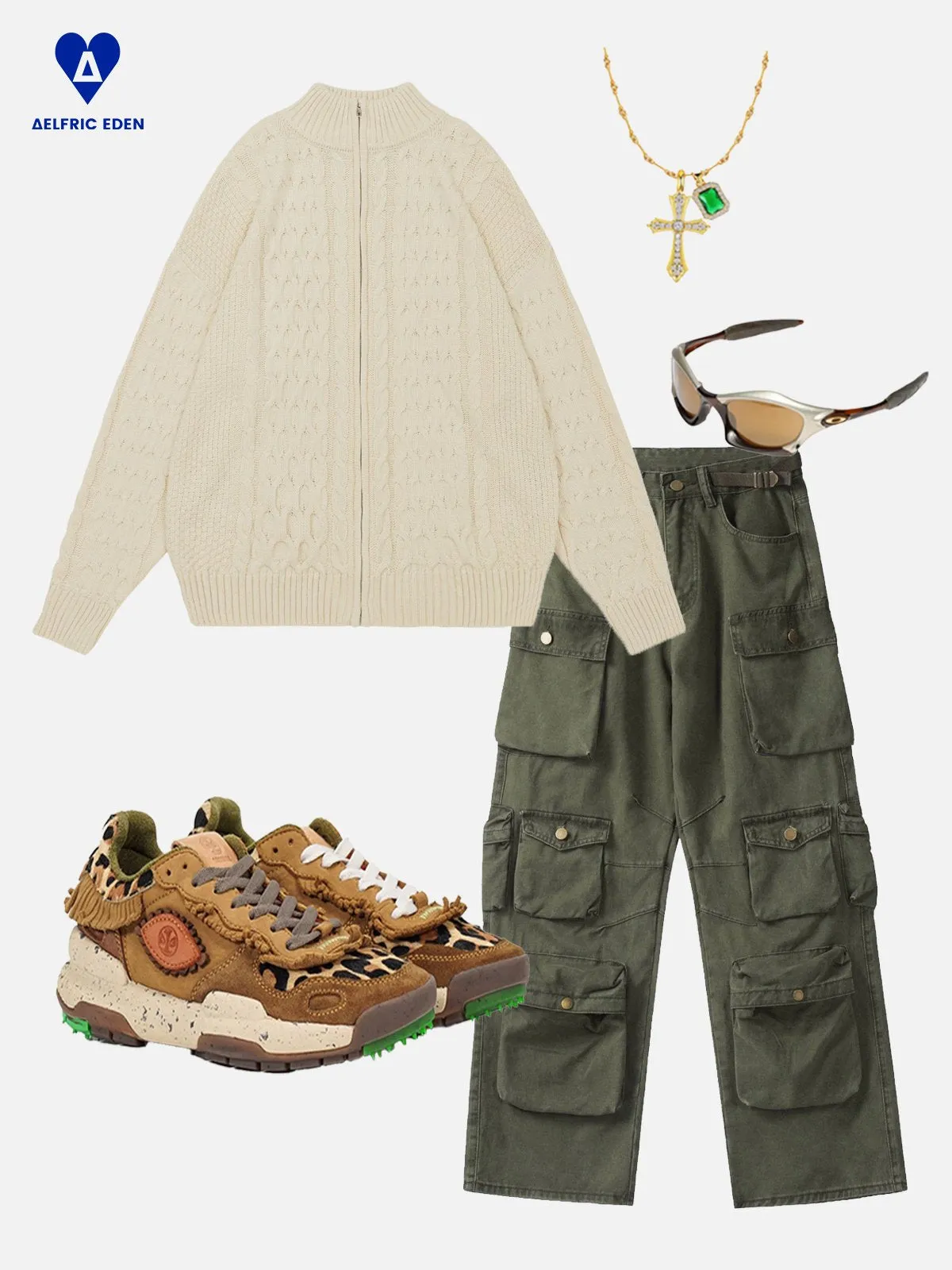 Aelfric Eden Retro 90s Zip Up Knit Cardigan sold by Aelfric Eden product image thumbnail 3