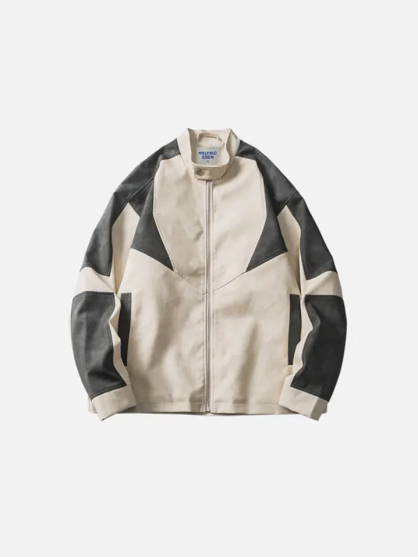 Aelfric Eden Color Blocking Faux Leather Racing Jacket sold by Aelfric Eden