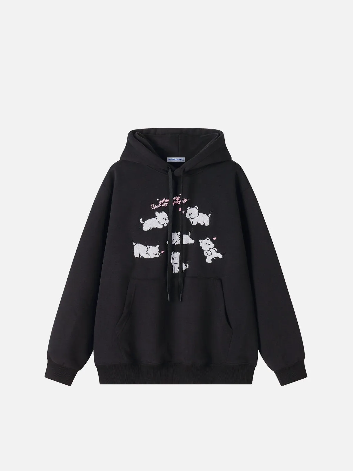 Aelfric Eden Embroidery Cartoon Dog Graphic Pullover Hoodie sold by Aelfric Eden