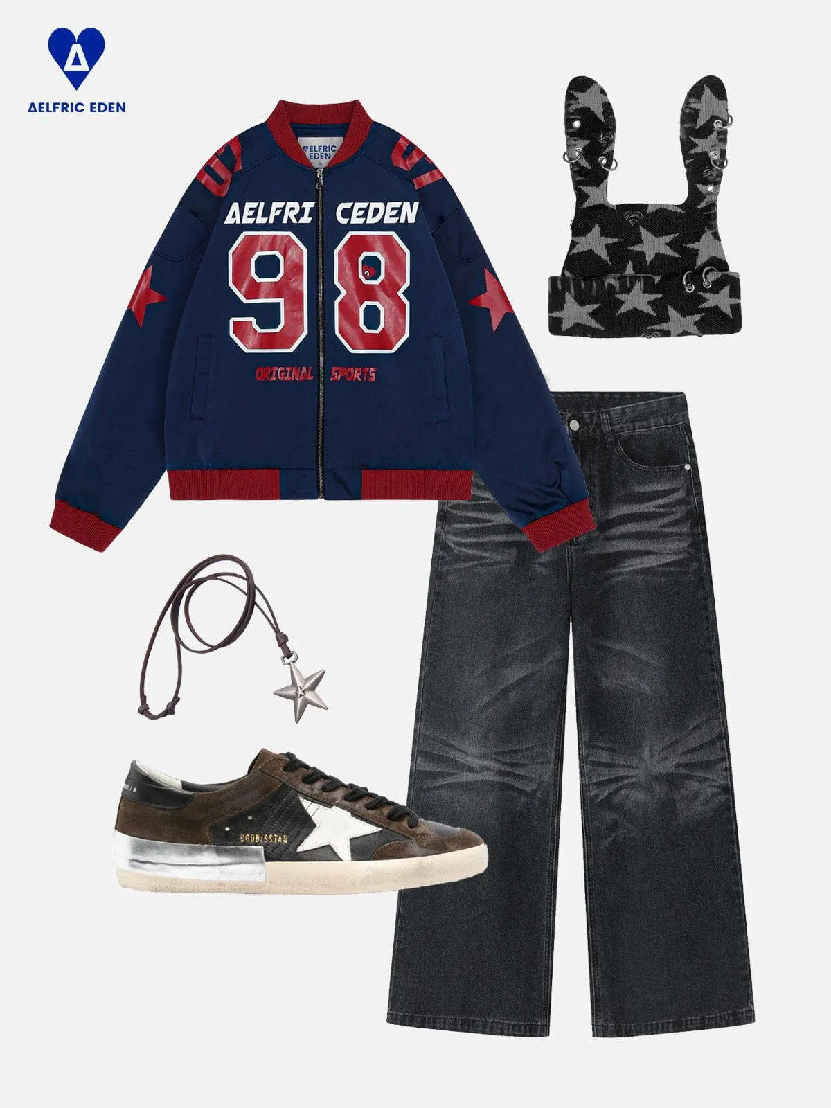 Aelfric Eden Number Star Print Varsity Jacket sold by Aelfric Eden product image thumbnail 3