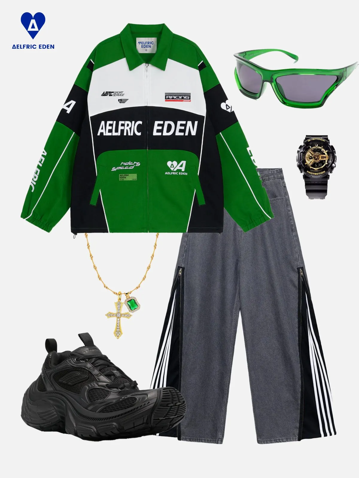 Aelfric Eden Color Blocking Fold-Over Racing Jacket sold by Aelfric Eden product image thumbnail 2
