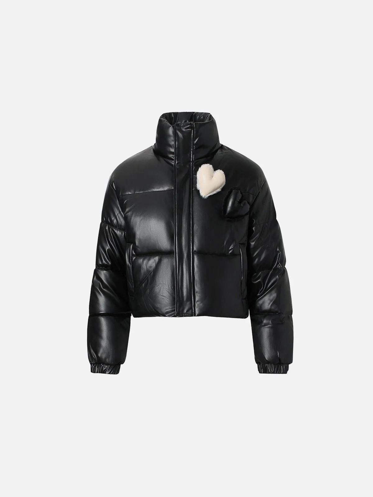 Aelfric Eden 3D Heart Cropped Faux Leather Coat sold by Aelfric Eden product image thumbnail 2