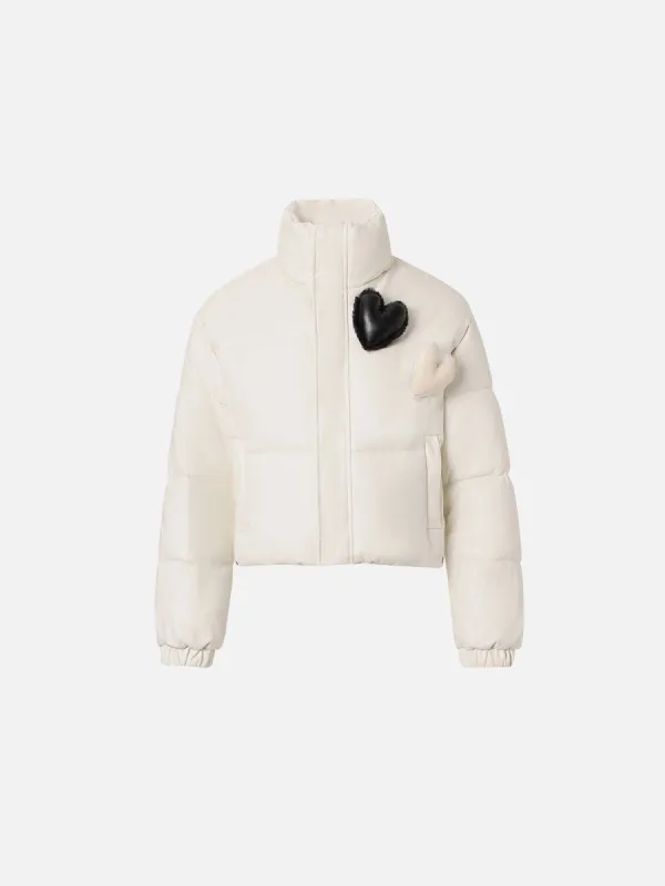 Aelfric Eden 3D Heart Cropped  Faux Leather Coat sold by Aelfric Eden