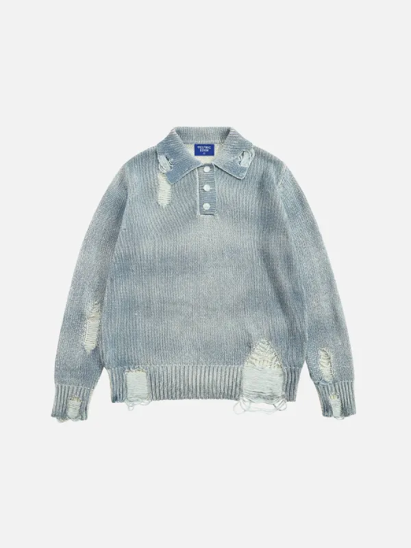 Aelfric Eden Distressed Washed Polo Sweater sold by Aelfric Eden