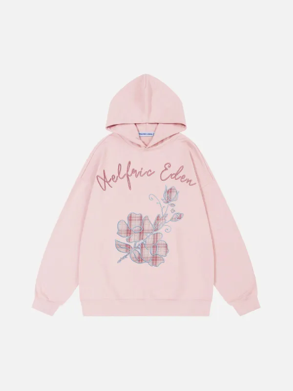 Aelfric Eden Plaid Embroidery Floral Hoodie sold by Aelfric Eden