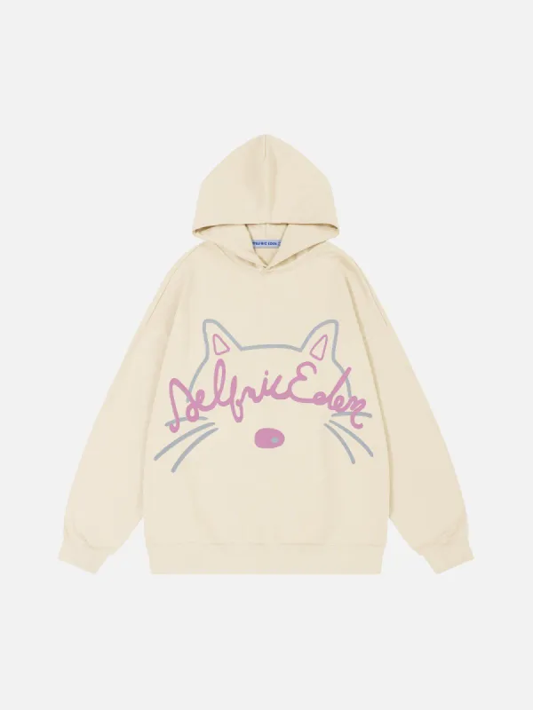 Aelfric Eden Line Cat Print Hoodie sold by Aelfric Eden