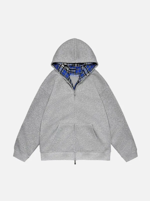 Aelfric Eden Plaid Double Layer Zip Up Hoodie sold by Aelfric Eden