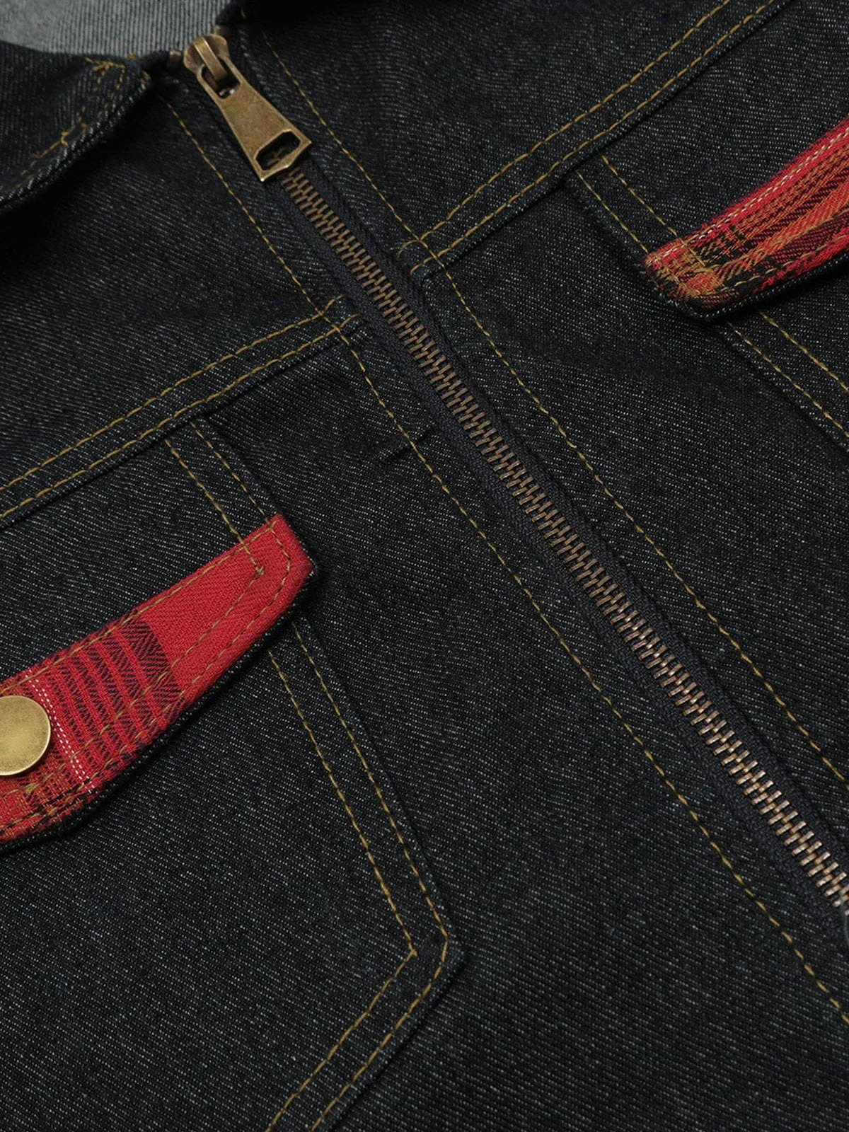 Aelfric Eden Plaid Cropeed Denim Jacket sold by Aelfric Eden product image thumbnail 4