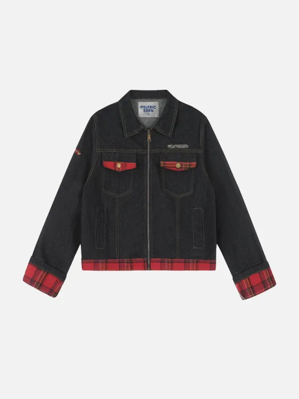 Aelfric Eden Plaid Cropeed Denim Jacket sold by Aelfric Eden