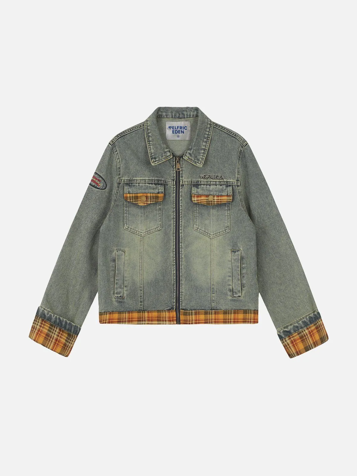 Aelfric Eden Plaid Cropeed Denim Jacket sold by Aelfric Eden product image thumbnail 2