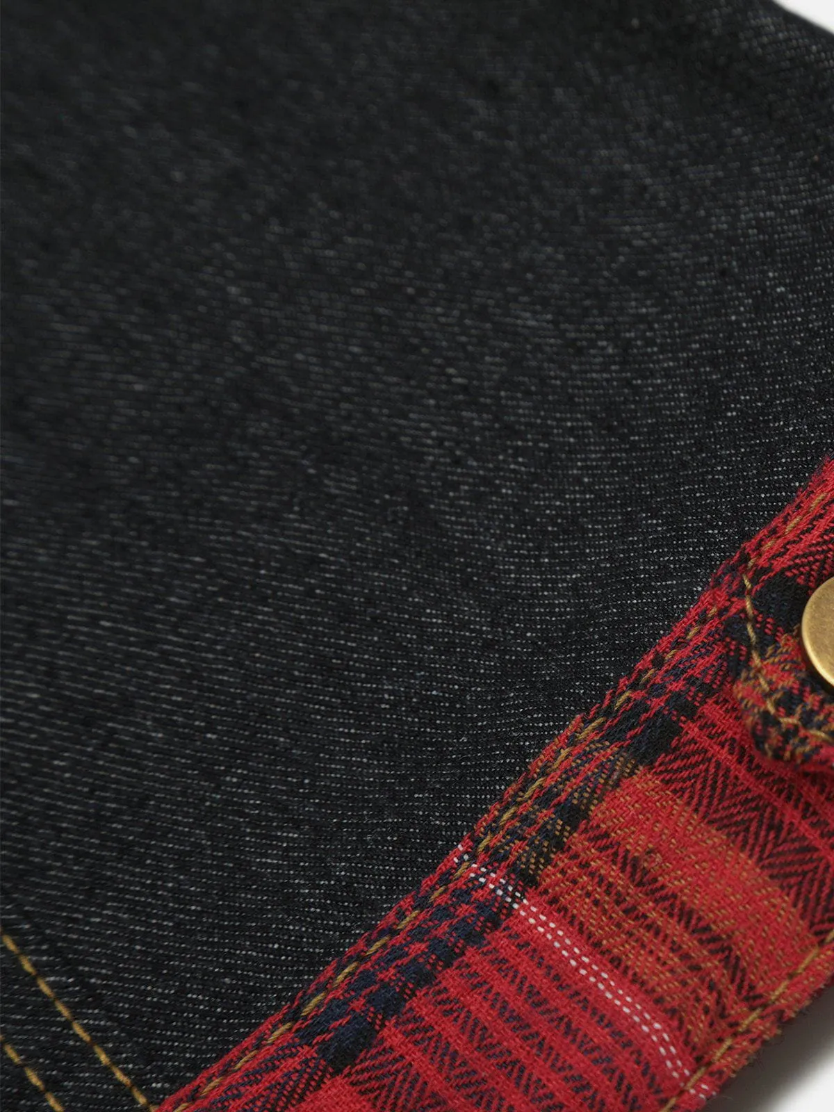 Aelfric Eden Plaid Cropeed Denim Jacket sold by Aelfric Eden product image thumbnail 5