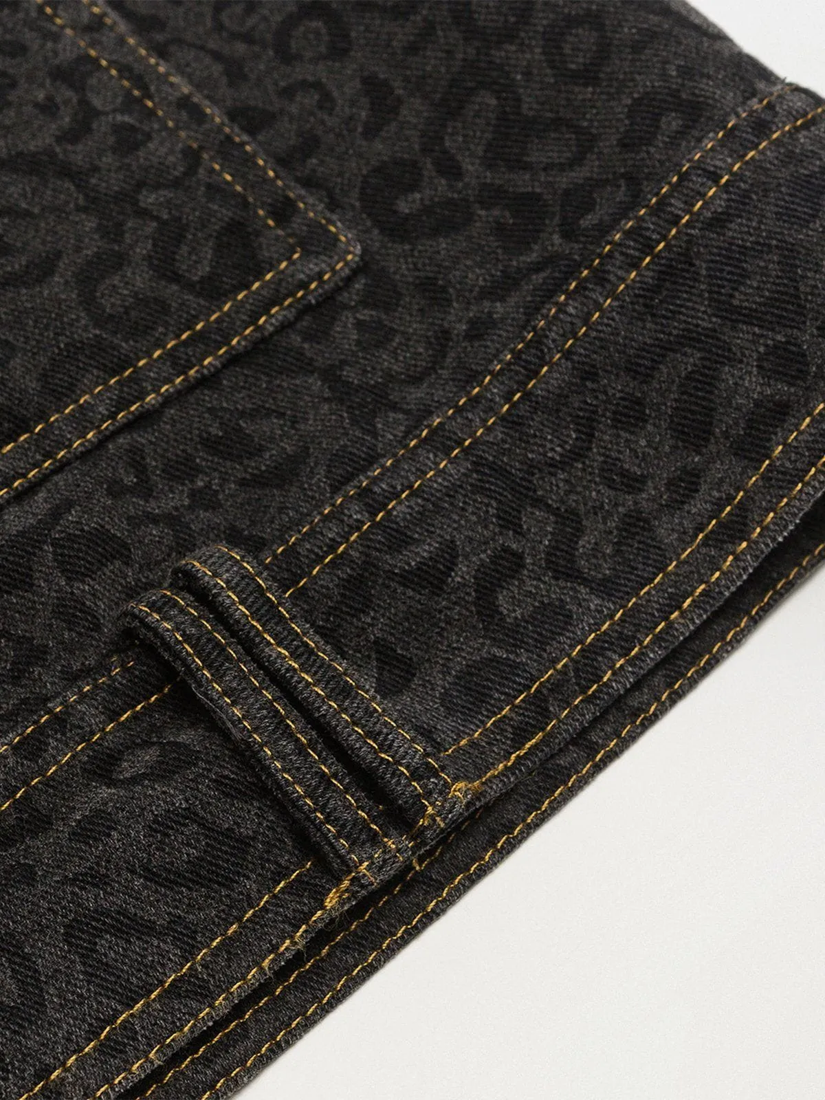 Aelfric Eden Black Leopard Print Denim Jacket sold by Aelfric Eden product image thumbnail 4