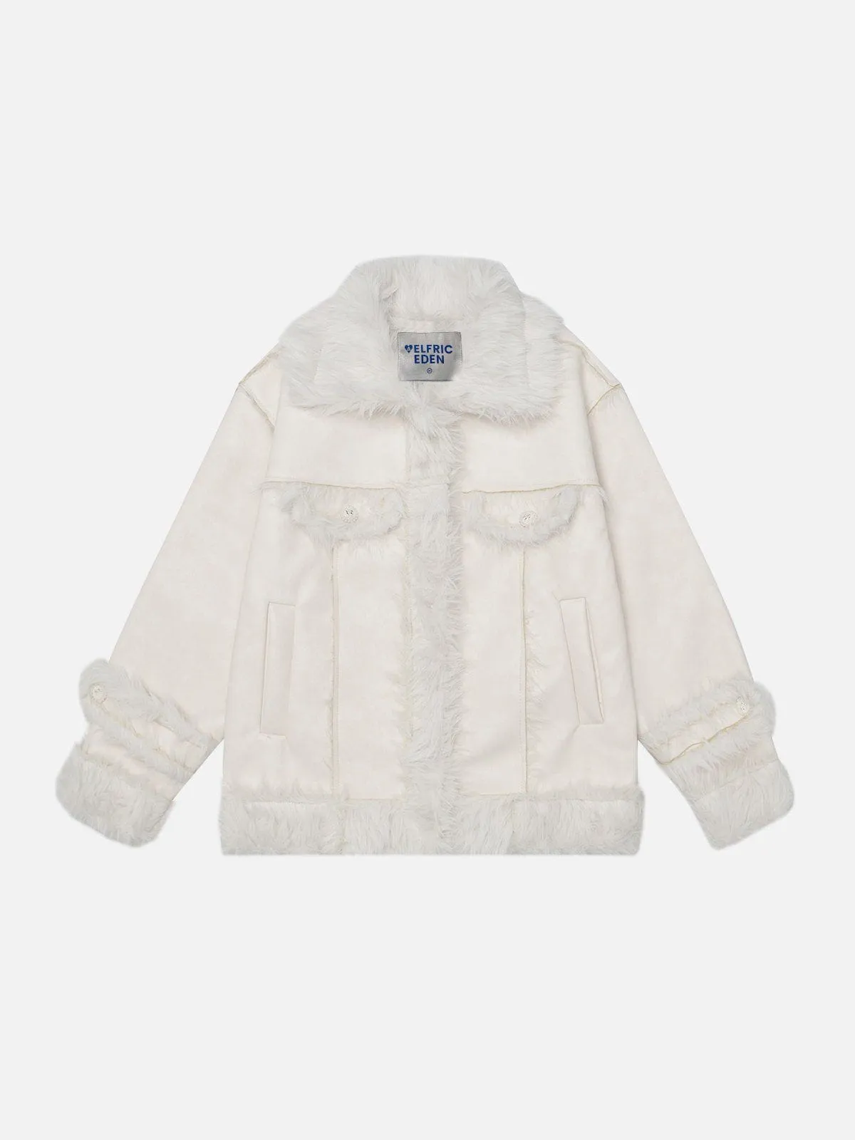 Aelfric Eden Plush Patchwork Faux Leather Coat sold by Aelfric Eden product image thumbnail 2