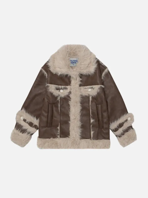 Aelfric Eden Plush Patchwork Faux Leather Coat sold by Aelfric Eden