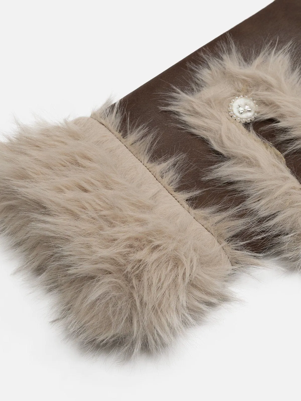 Aelfric Eden Plush Patchwork Faux Leather Coat sold by Aelfric Eden product image thumbnail 4