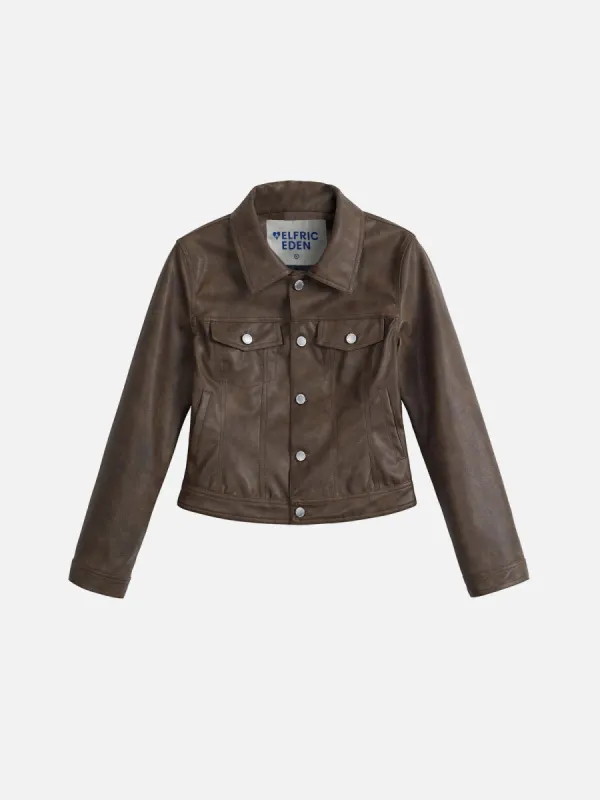 Aelfric Eden Fold-Over Cropped Faux Leather Jacket sold by Aelfric Eden