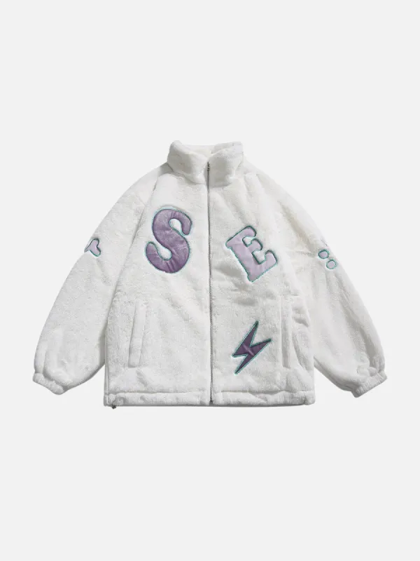 Aelfric Eden Embroidery Patchwork Sherpa Coat sold by Aelfric Eden