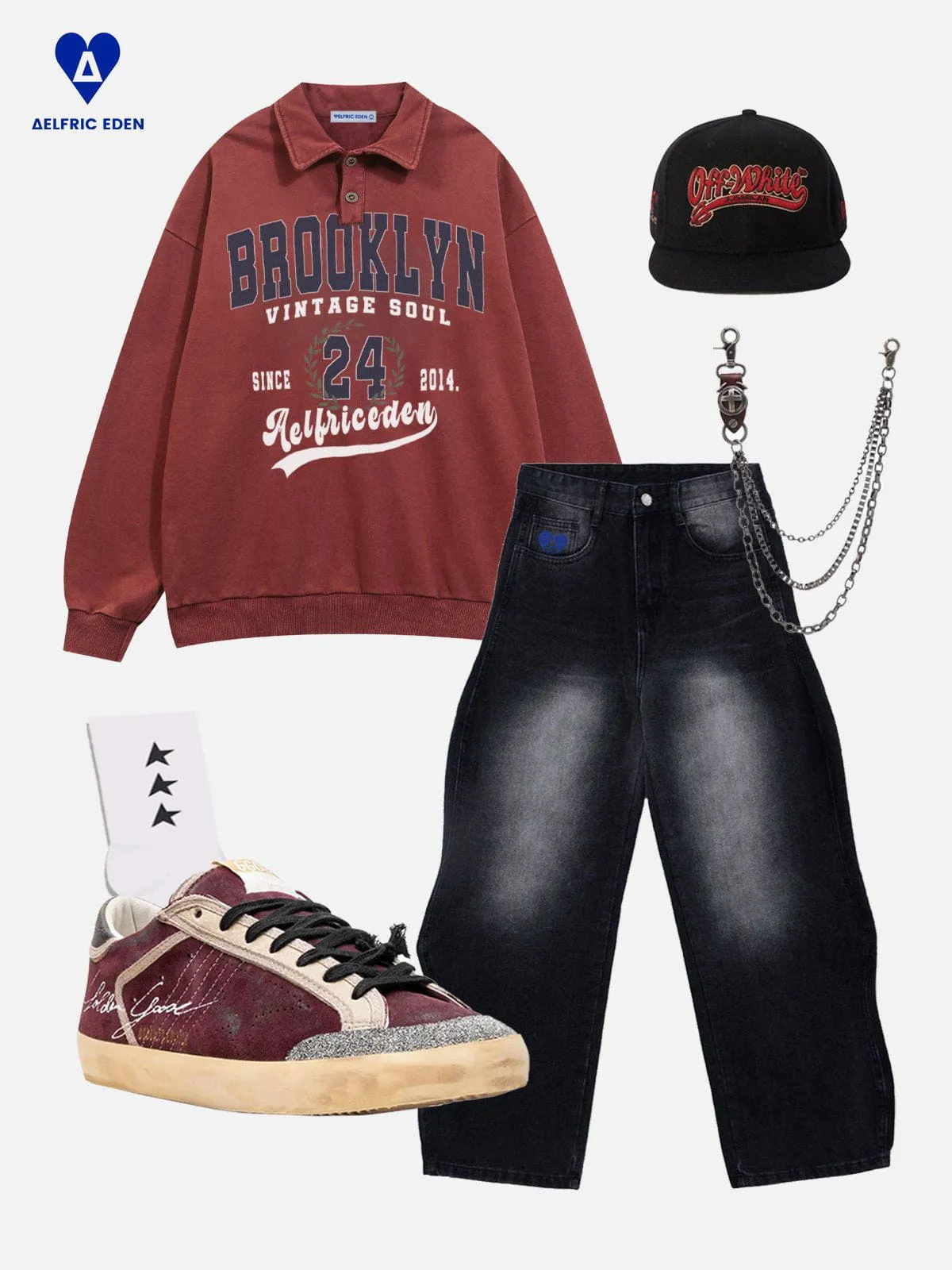 Aelfric Eden Vintage Print Polo Sweatshirt sold by Aelfric Eden product image thumbnail 3