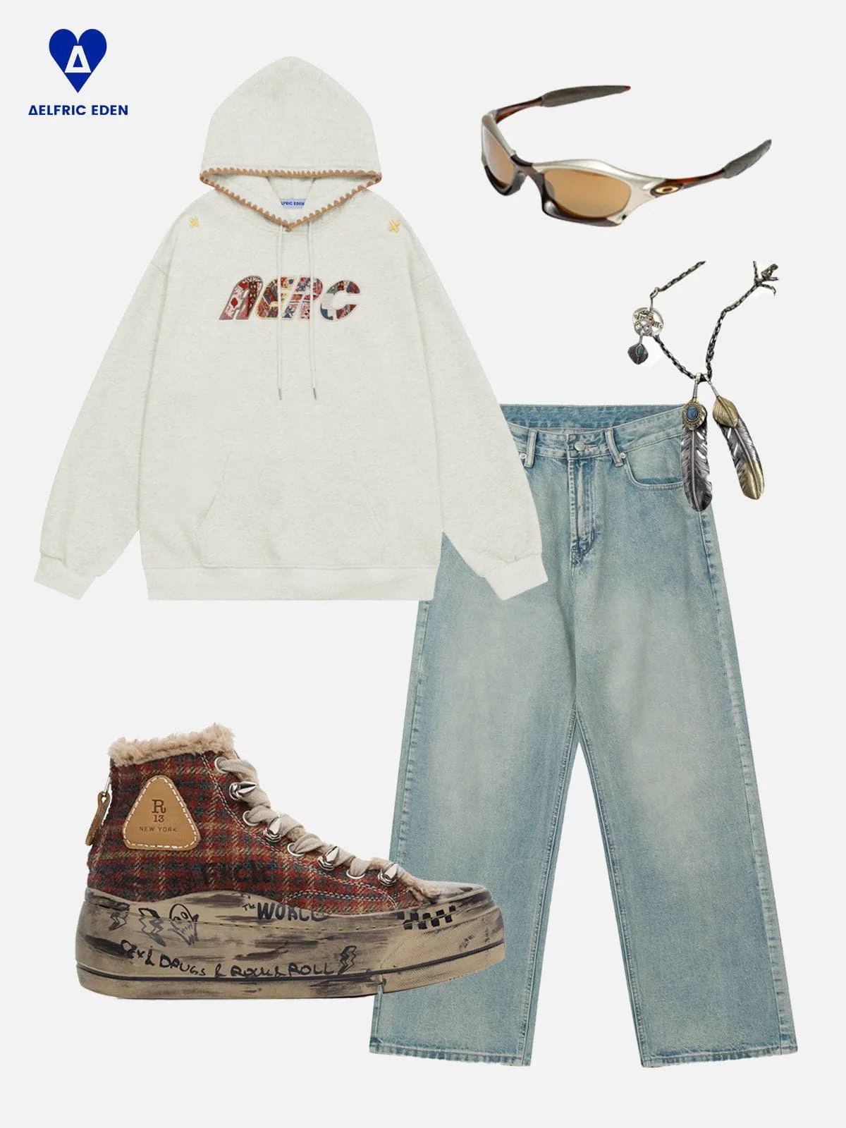 Aelfric Eden Embroidery Fair Isle Hoodie sold by Aelfric Eden product image thumbnail 3