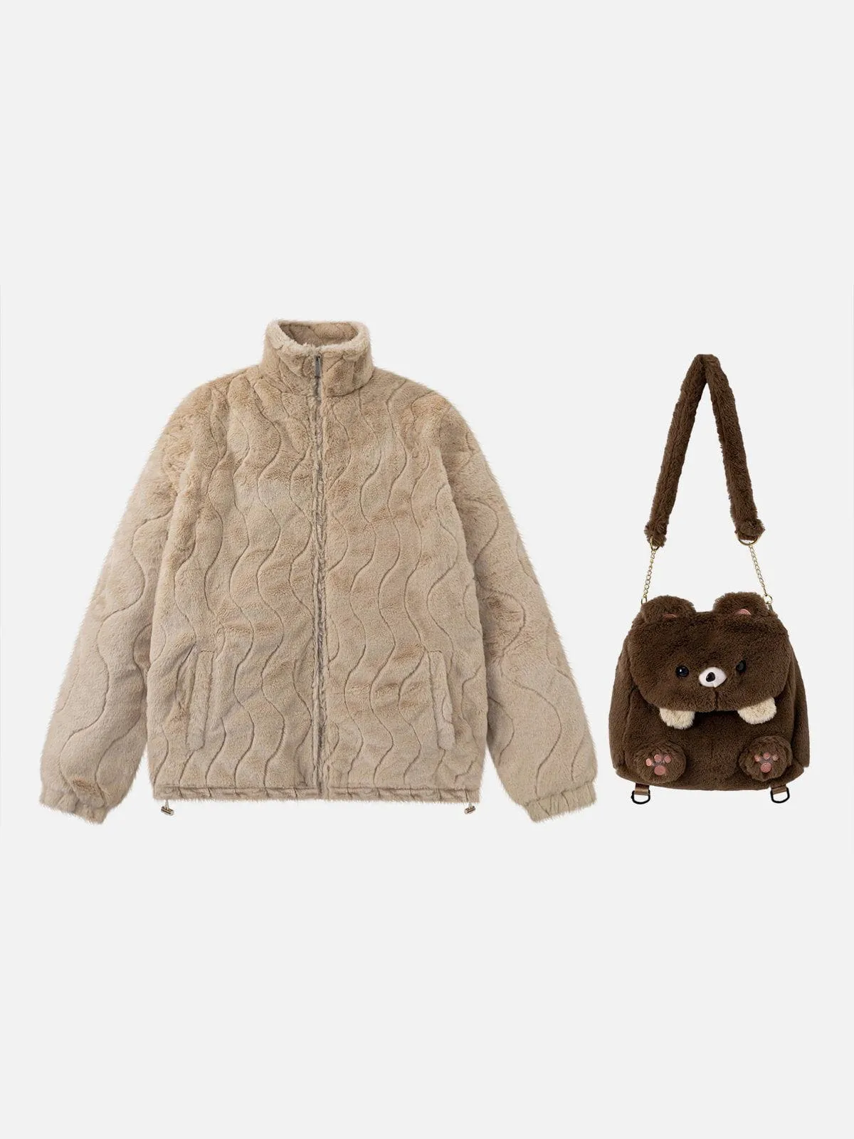 Aelfric Eden Cute Bear Bag Sherpa Coat sold by Aelfric Eden product image thumbnail 2