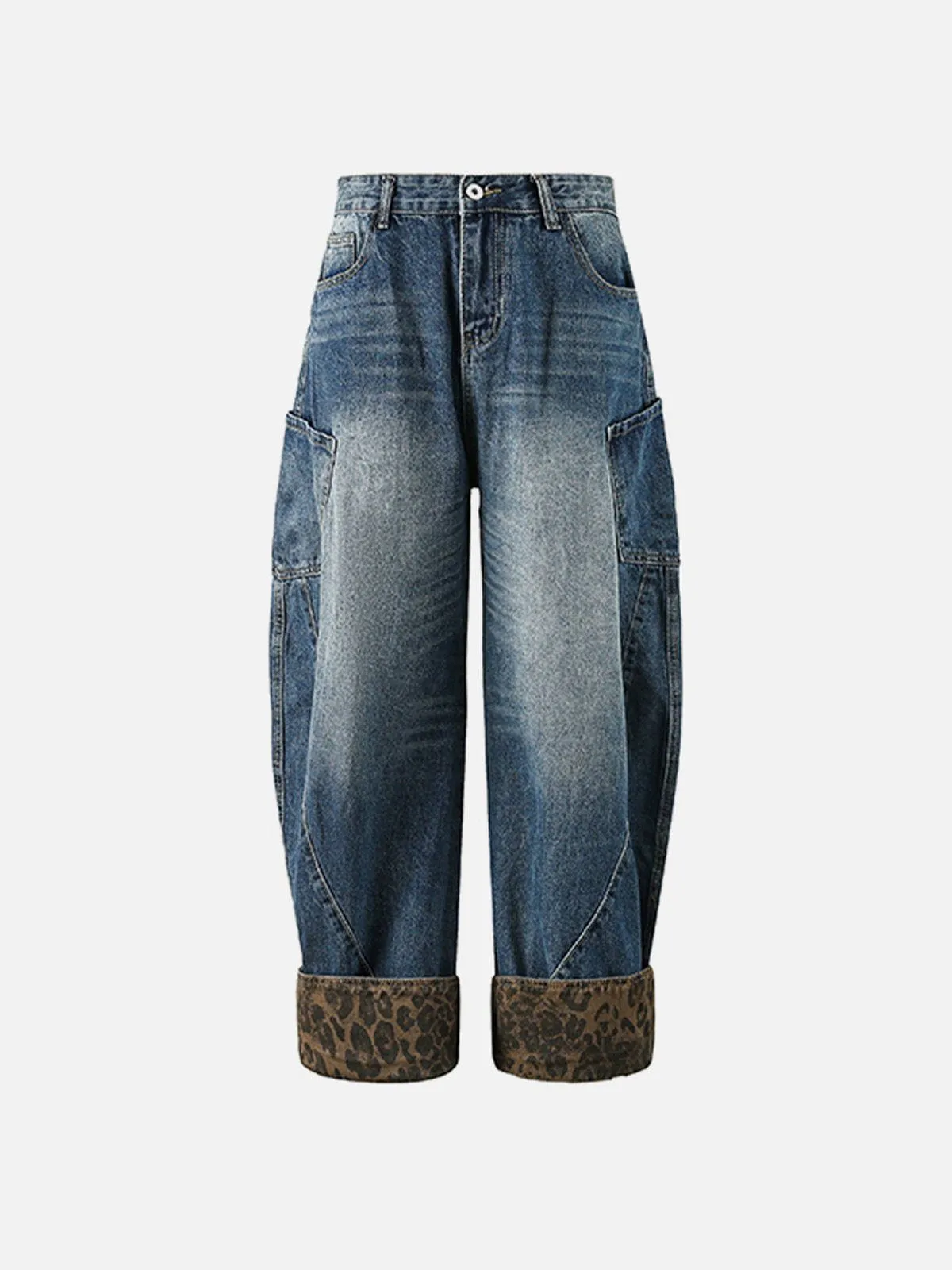Aelfric Eden Leopard Cuffed Super Baggy Barrel Jeans sold by Aelfric Eden